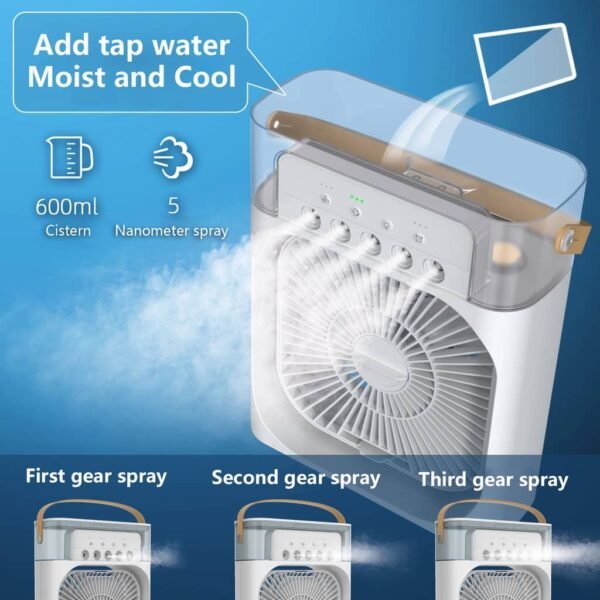 3 in 1 USB  Air Cooling Fan with Humidifier Purifier Mist and LED Light - Image 4