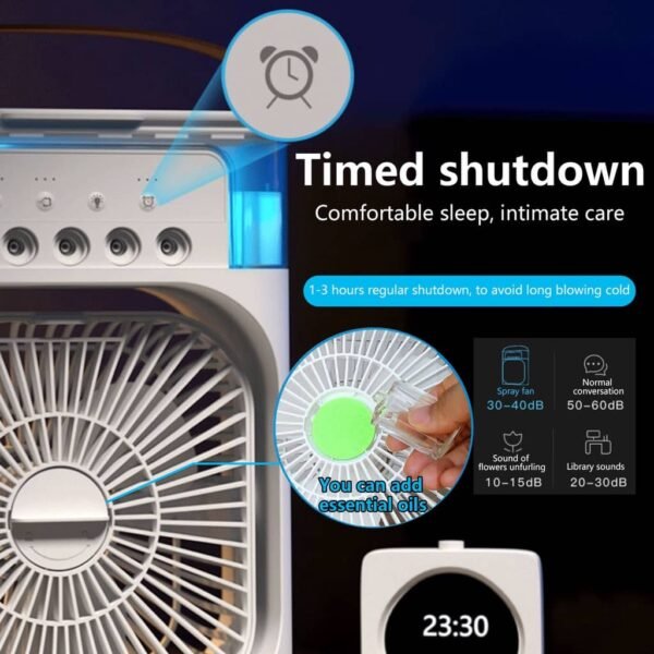 3 in 1 USB  Air Cooling Fan with Humidifier Purifier Mist and LED Light - Image 2