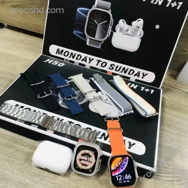 H 50 Smartwatch H50 Smartwatch with 7 Straps 1 Headphone with1 Cover - Image 2